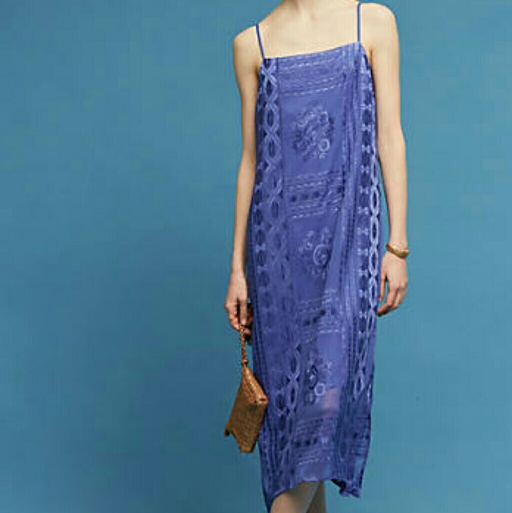 Anthro Floreat Luna Slip Dress